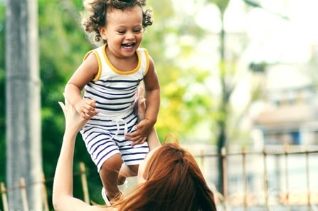 Parent playing with a child