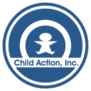 Blue circular logo with a stylized child figure and the text "Child Action, Inc." below the figure.