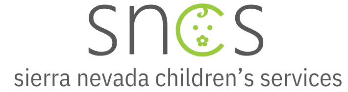 Logo for Sierra Nevada Children's Services with "sncs" in large letters and a small flower inside the "c".
