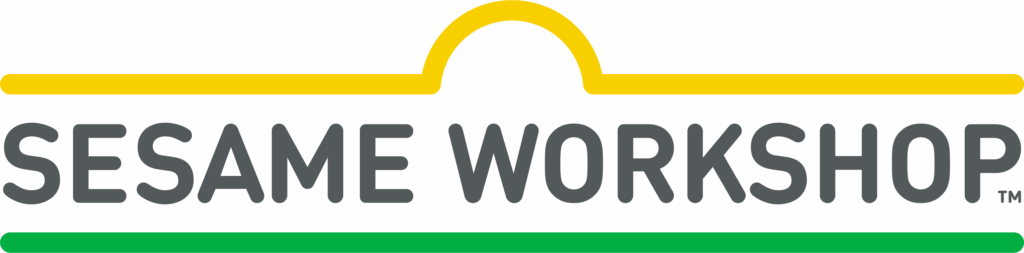 Sesame Workshop logo with yellow and green lines above and below the text.
