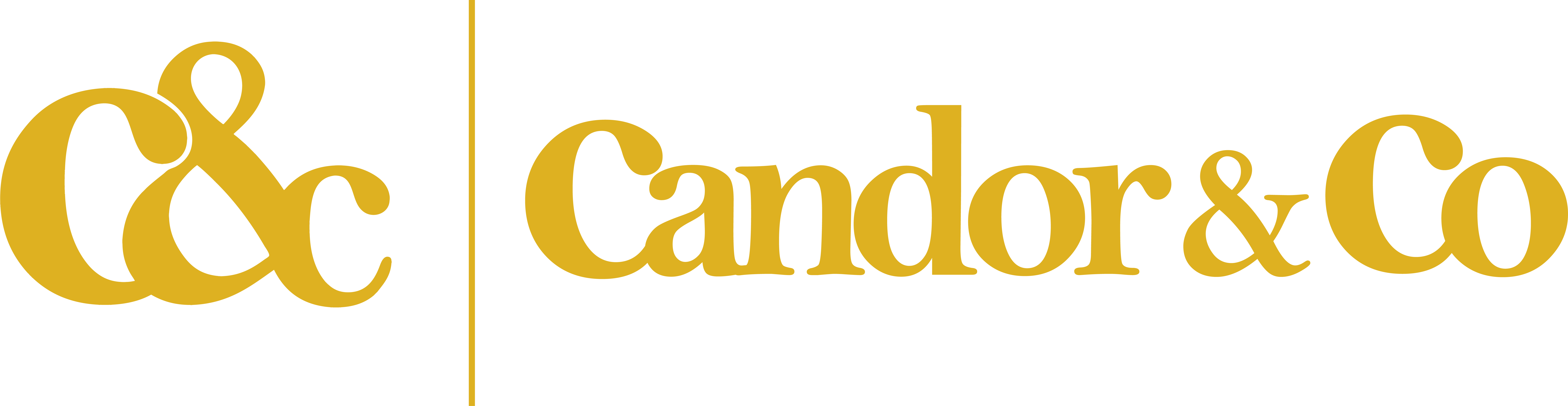 Gold "C&C Candor & Co" logo on a white background with a vertical line separating the initials and name.