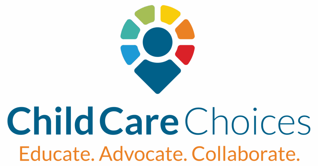 Child Care Choices logo with a colorful icon and the words: Educate. Advocate. Collaborate.