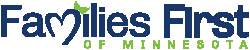 Logo for Families First of Minnesota, with a green leaf above the "i" in "Families.