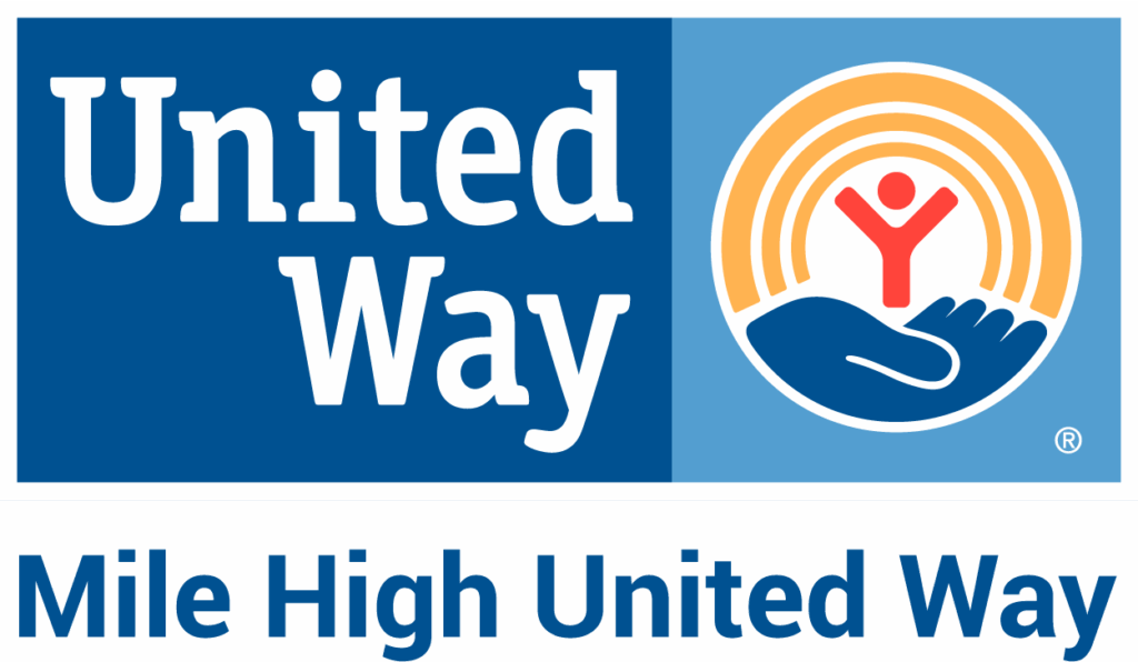 United Way logo with a hand holding a person, above text reading "Mile High United Way.