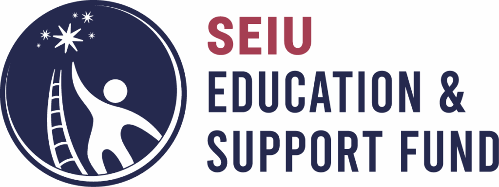 Logo with a figure reaching a star by a ladder, and the text "SEIU Education & Support Fund.
