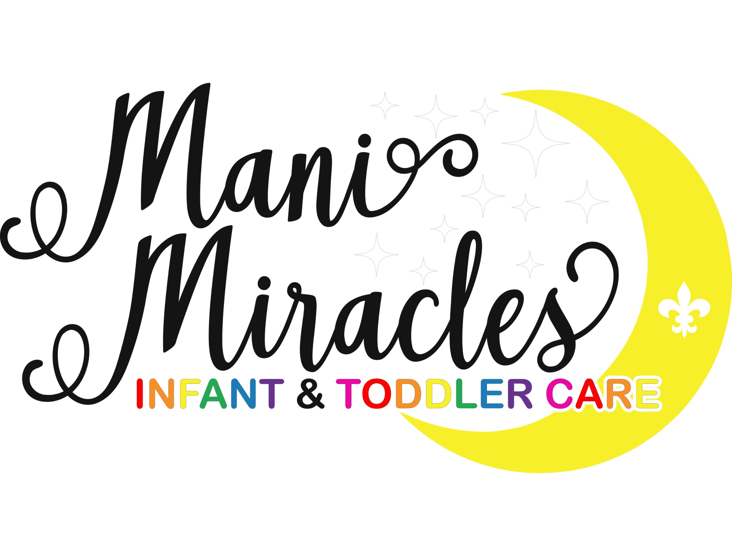 Mani Miracles Infant & Toddler Care logo with stars and a crescent moon.