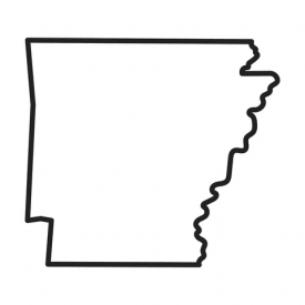 Simple black outline of the state of Arkansas on a white background.